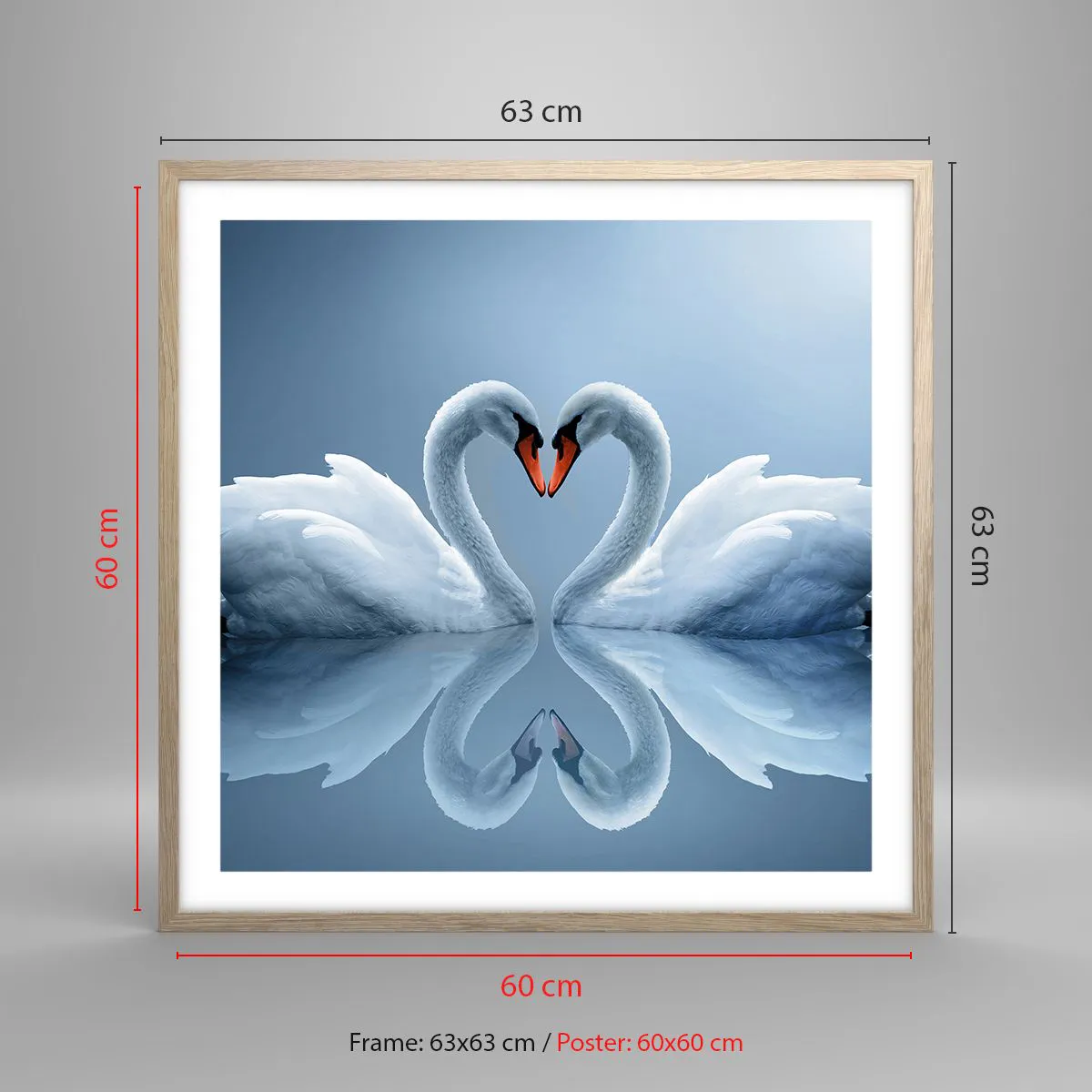 Plakat w ramie jasny dąb - Czas na miłość - 60x60 cm