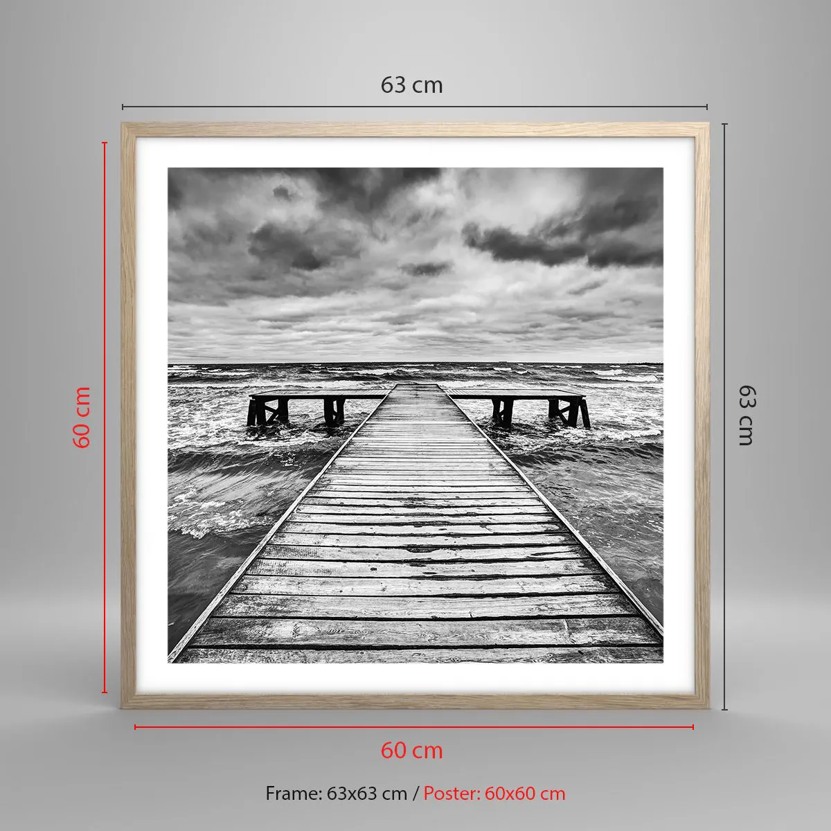 Poster in einem Rahmen aus heller Eiche - Ich warte darauf, dass der Wind wegjagt... - 60x60 cm