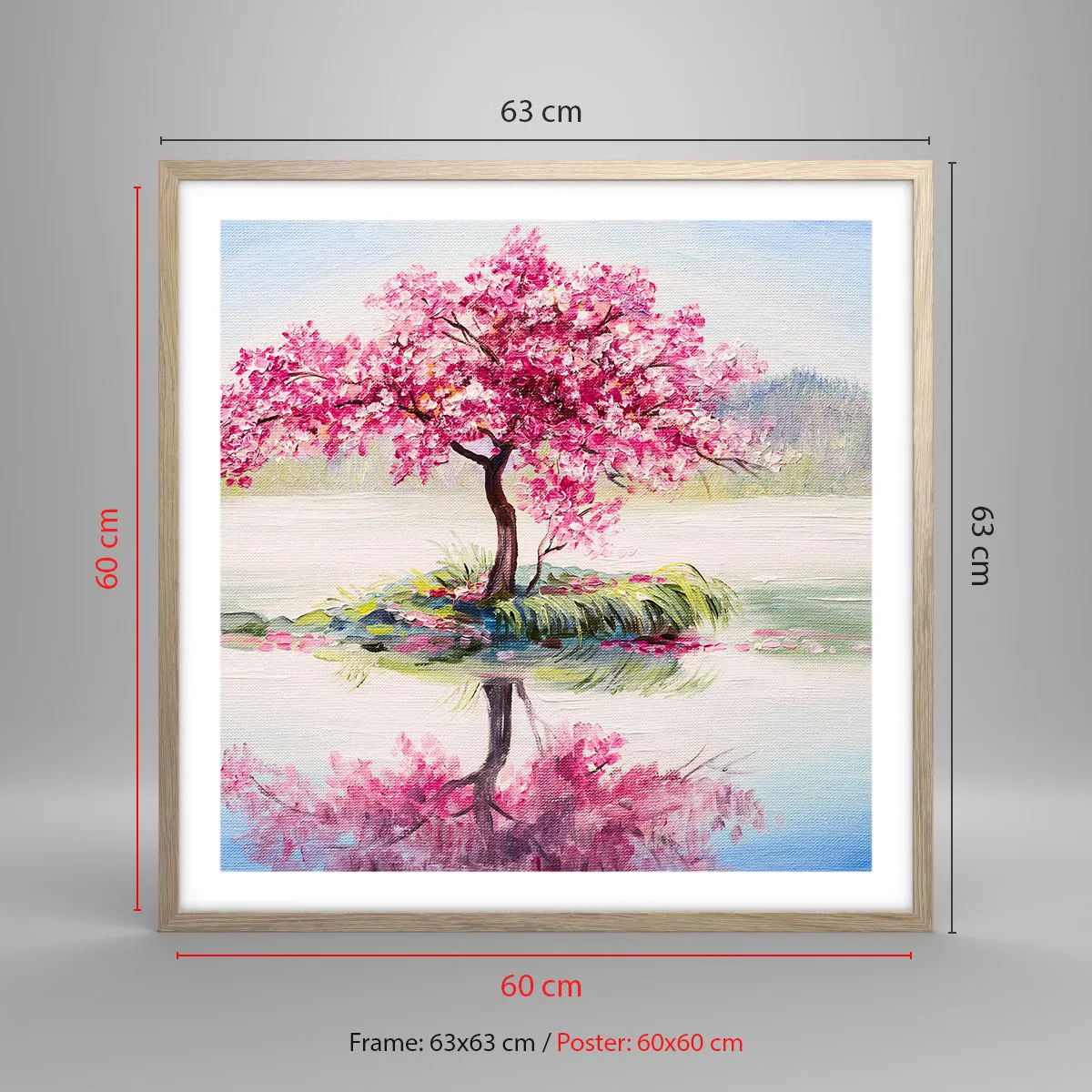 Affiche dans un chêne clair - Poster - Fête du Printemps - 60x60 cm