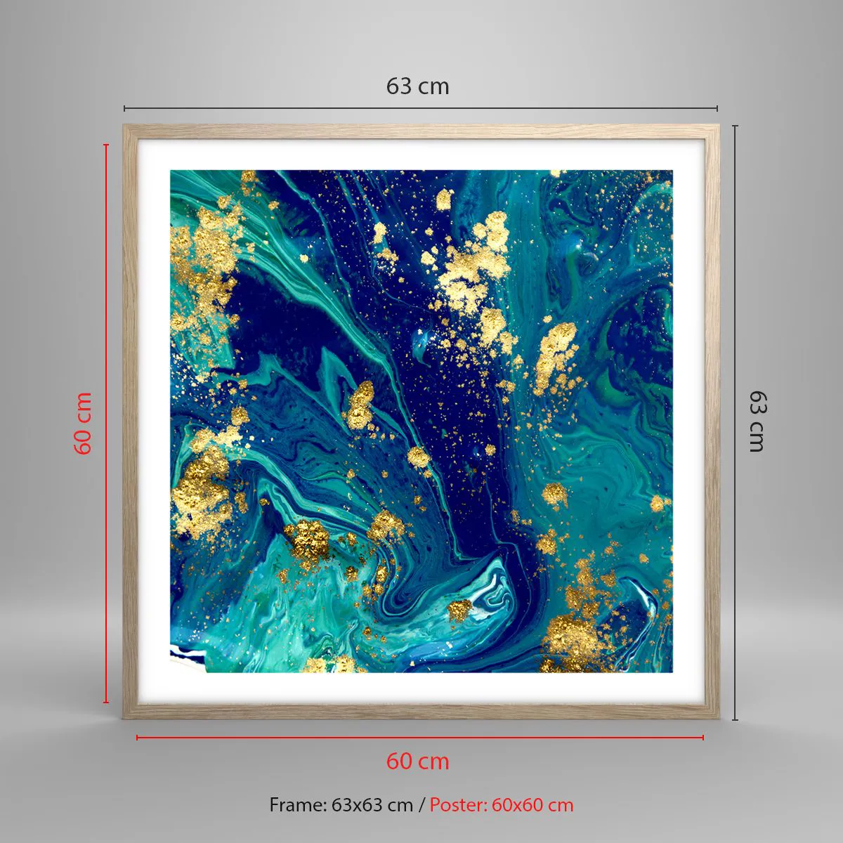 Poster în ramă de stejar deschis - Petale de soare - 60x60 cm