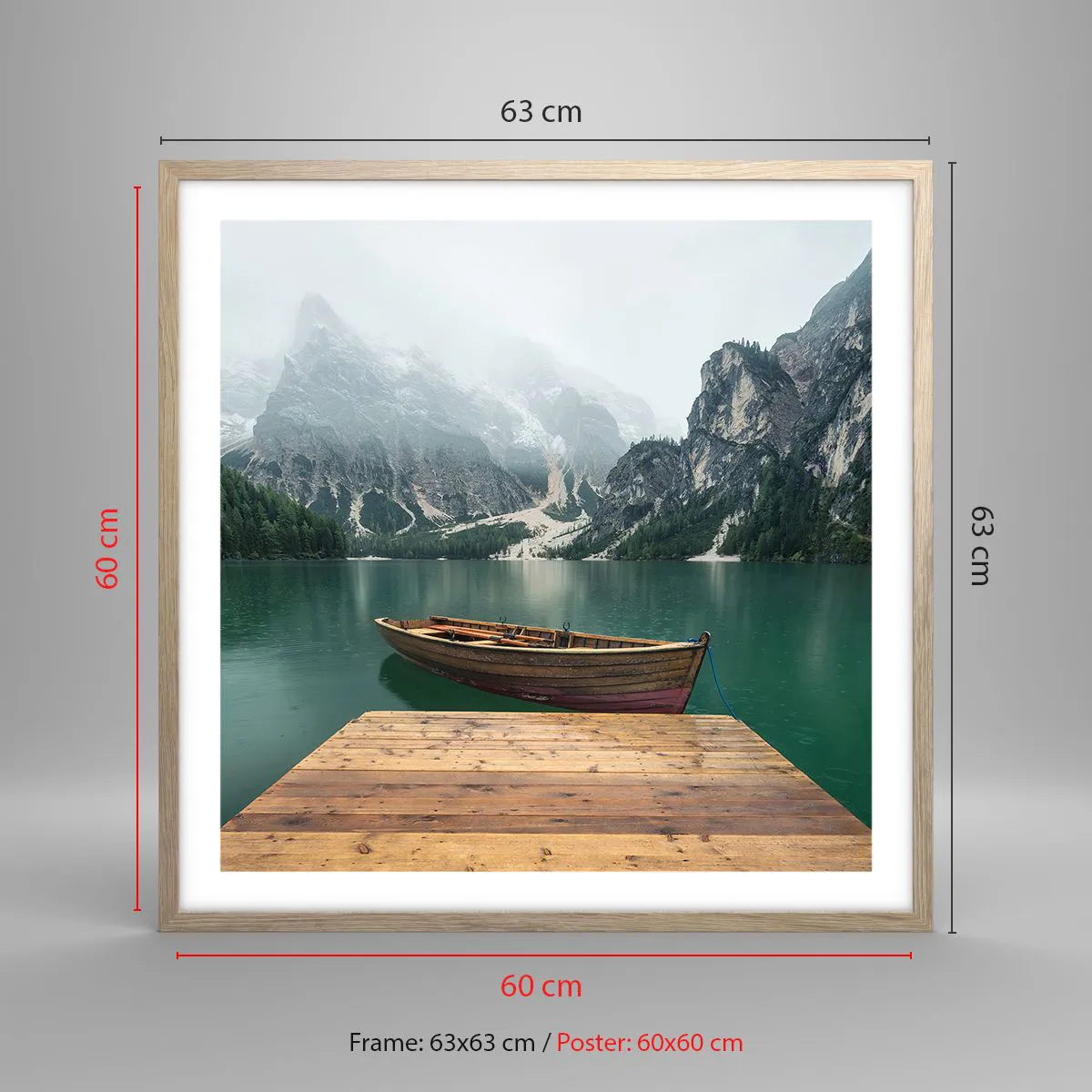 Poszter világos tölgy keretben - "És a homlok büszke sziklái" - 60x60 cm