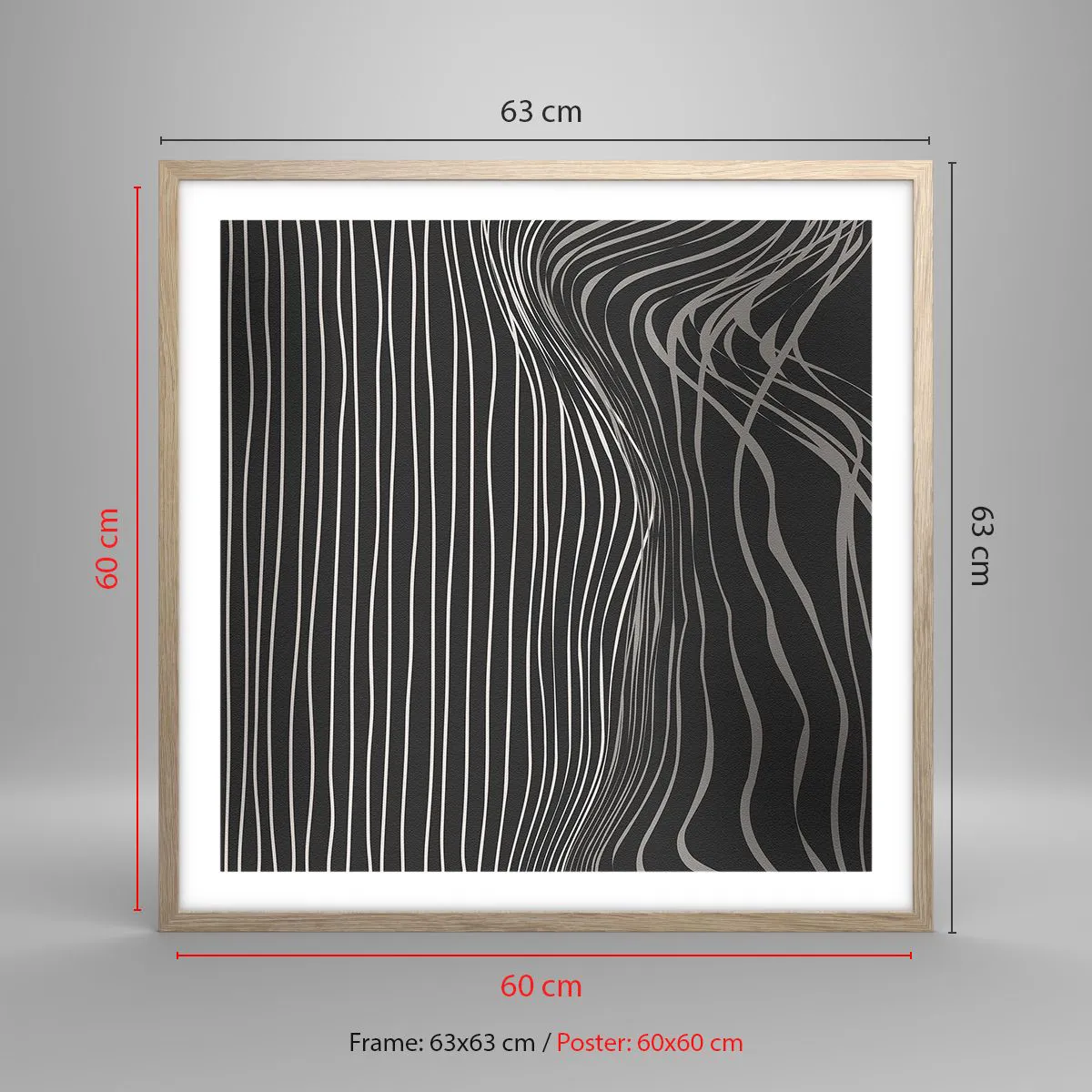 Póster en marco roble claro - Ritmo y acento - 60x60 cm