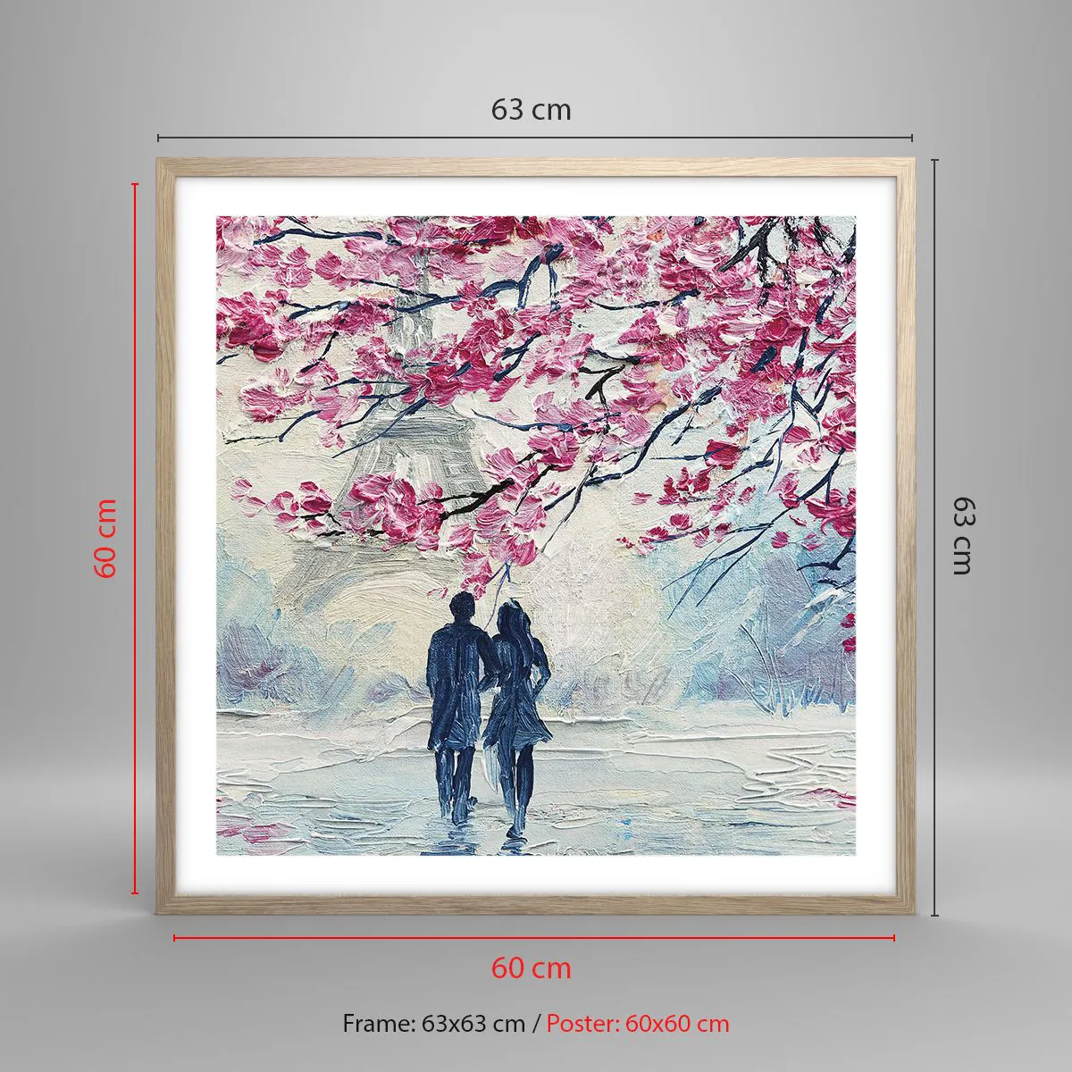 Affiche dans un chêne clair - Poster - Ballade romantique - 60x60 cm