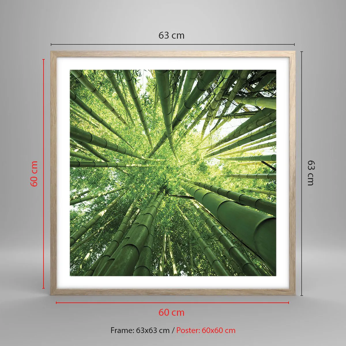 Poster in light oak frame - In a Bamboo Forest - 60x60 cm