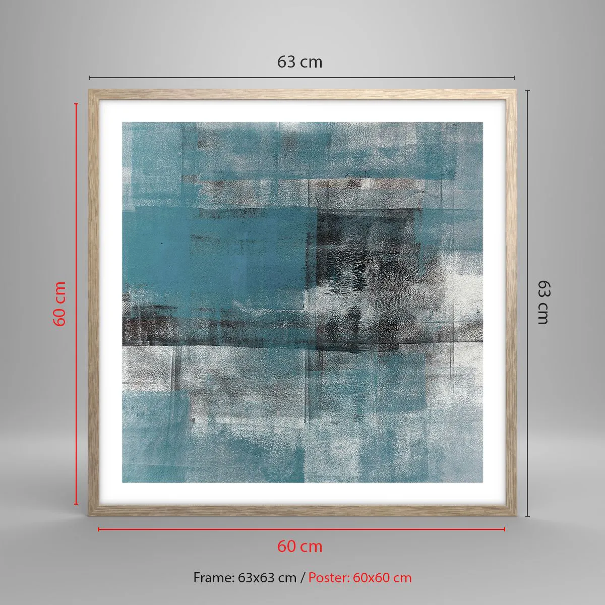 Affiche dans un chêne clair - Poster - Eau et air - 60x60 cm