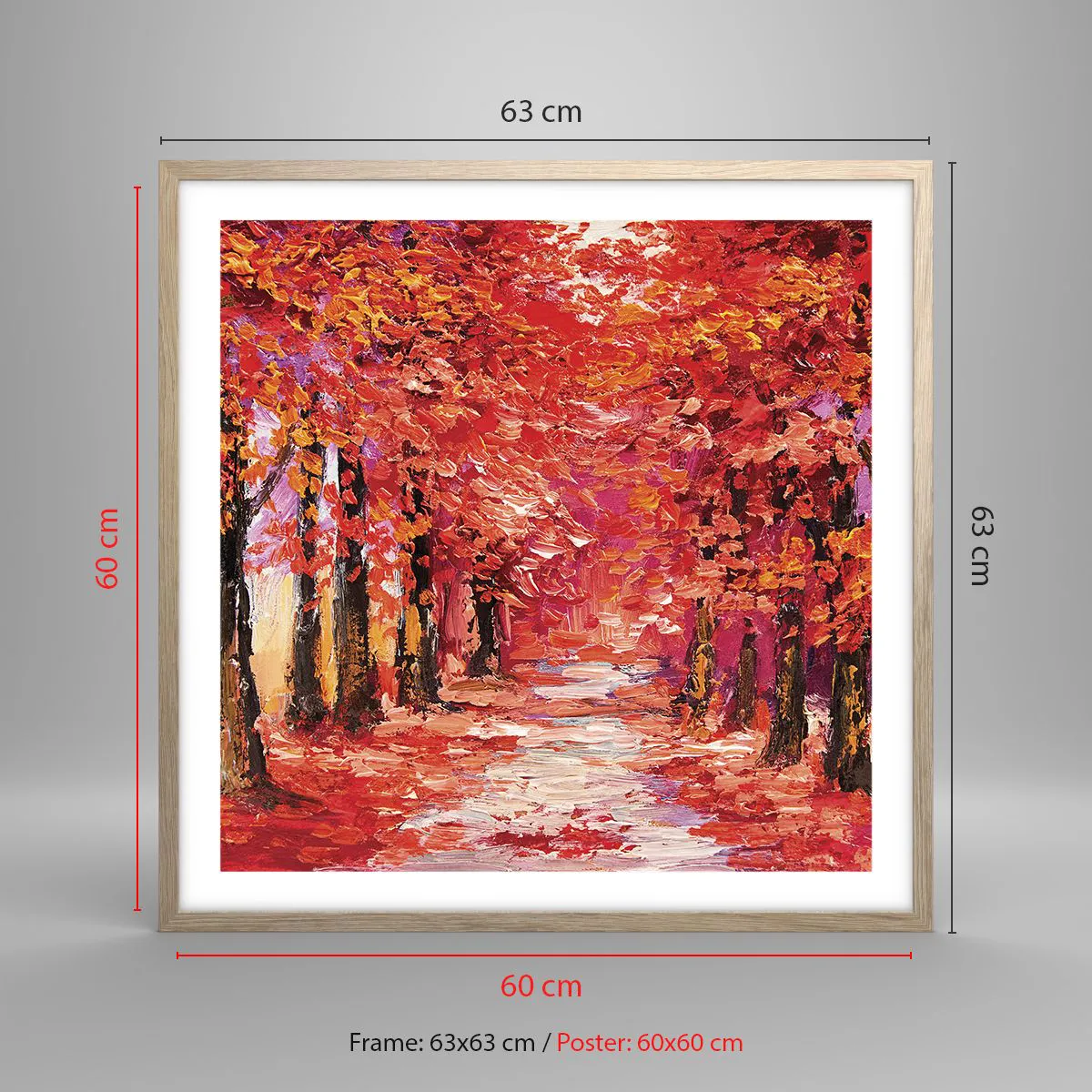 Affiche dans un chêne clair - Poster - Impression d'automne - 60x60 cm