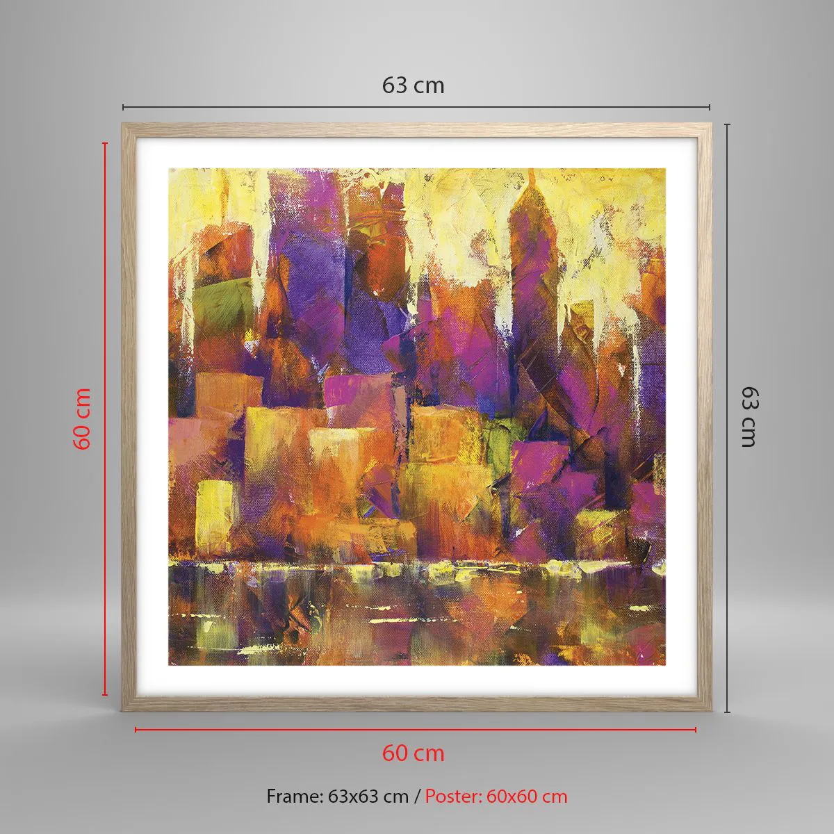 Een poster in een licht eiken lijst - Metropolitan compositie - 60x60 cm