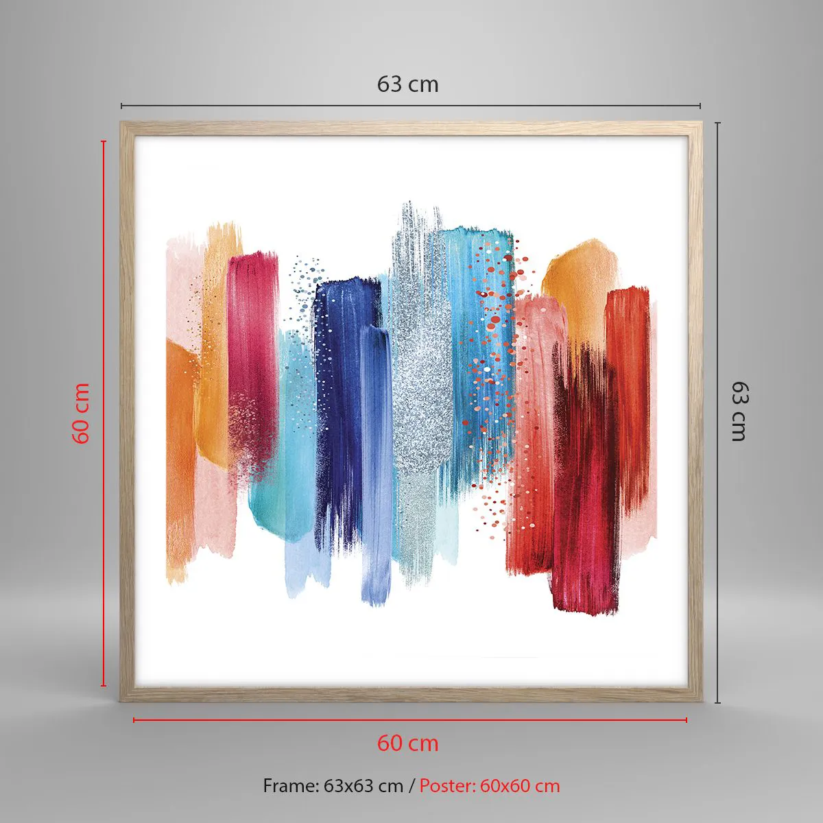 Poster in einem Rahmen aus heller Eiche - Auf und ab - 60x60 cm