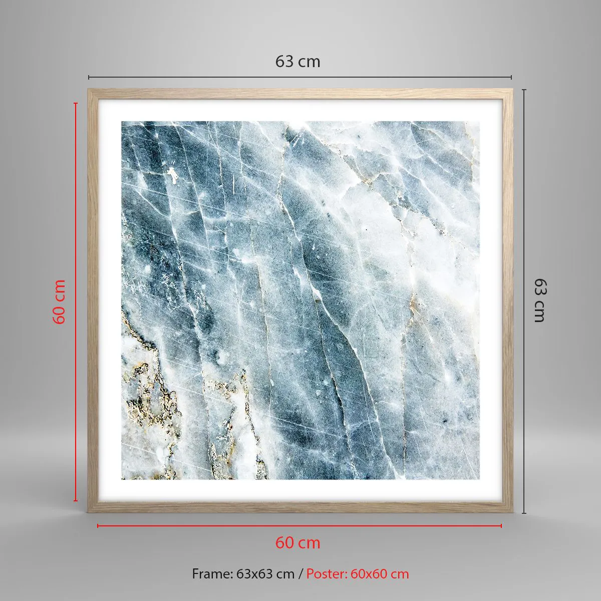 Een poster in een licht eiken lijst - Ijs wereld - 60x60 cm