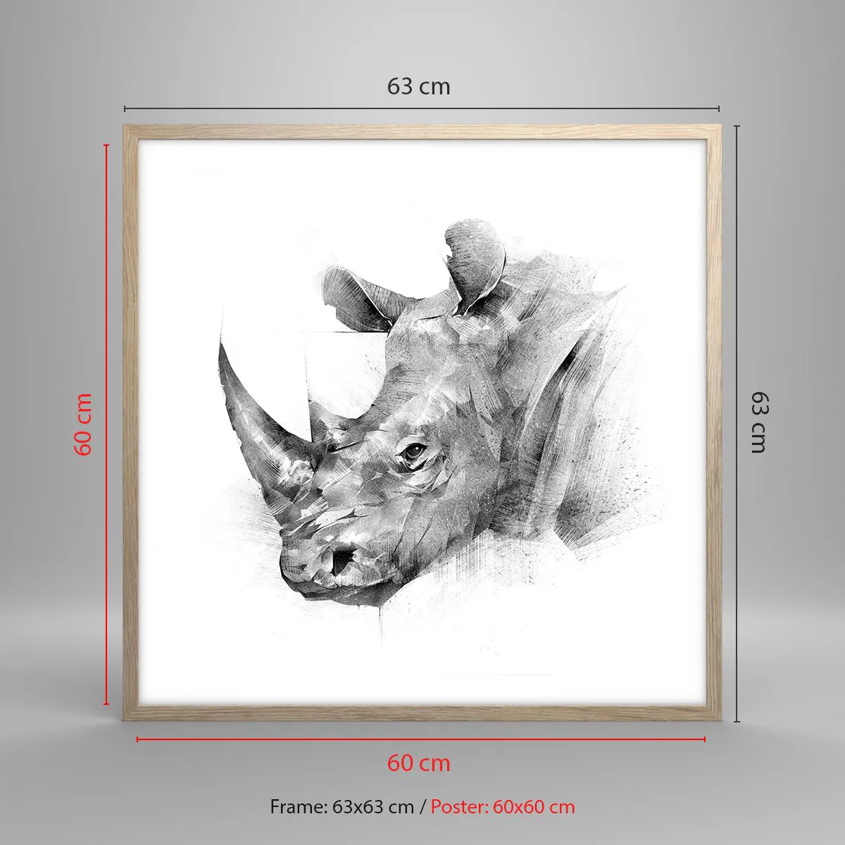 Poster in einem Rahmen aus heller Eiche - Afrikanisches Porträt - 60x60 cm