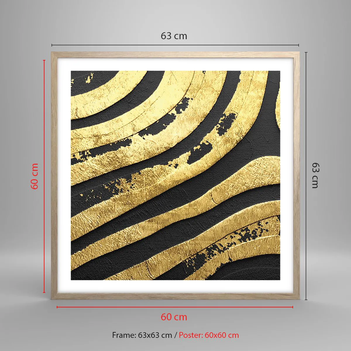 Plakát v rámu světlý dub - Vše plyne - 60x60 cm