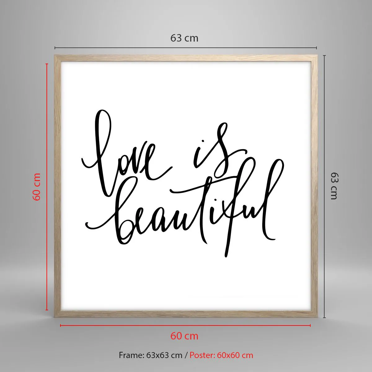 Plagát v ráme zo svetlého duba - Prečítaj a zopakuj - 60x60 cm