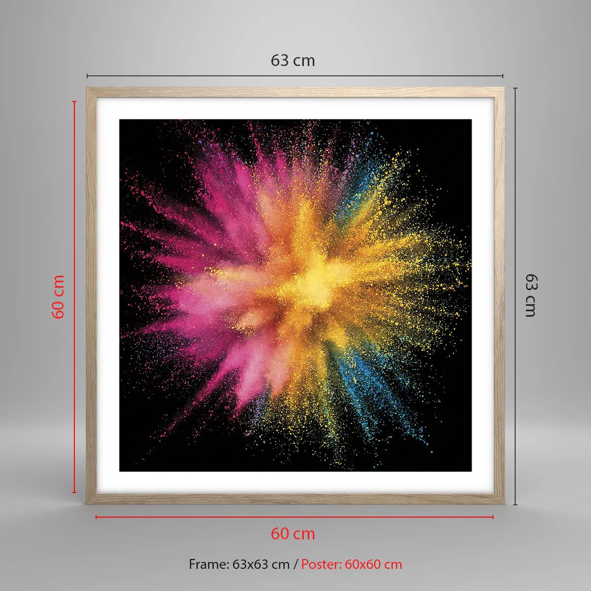 Pôster com moldura de carvalho claro - O nascimento das cores  - 60x60 cm