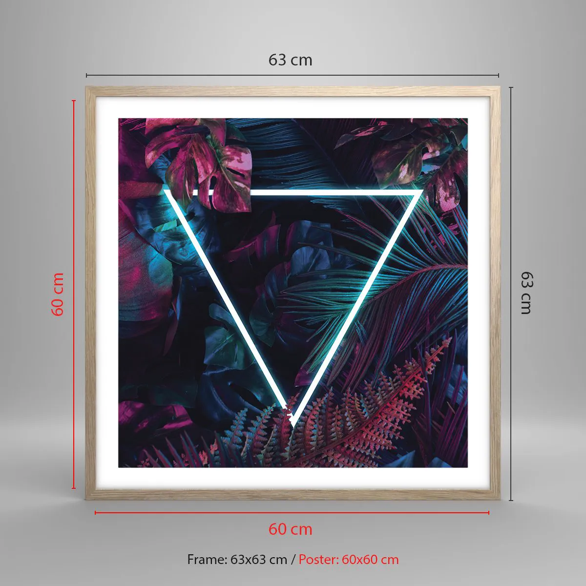 Poster in light oak frame - Disco Style Garden - 60x60 cm