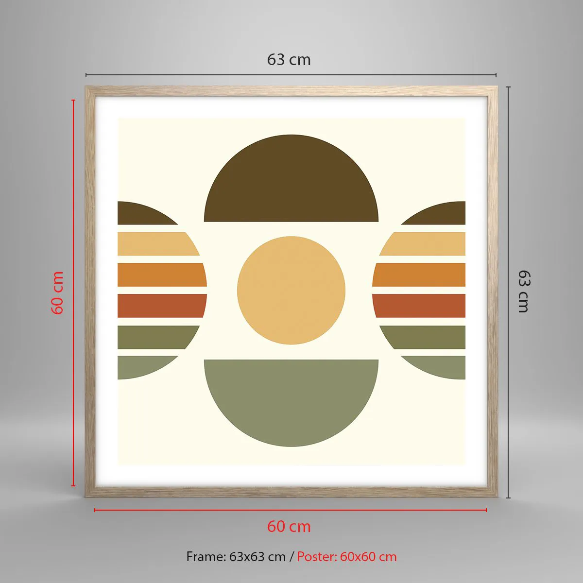 Pôster com moldura de carvalho claro - Em tons terrosos - 60x60 cm