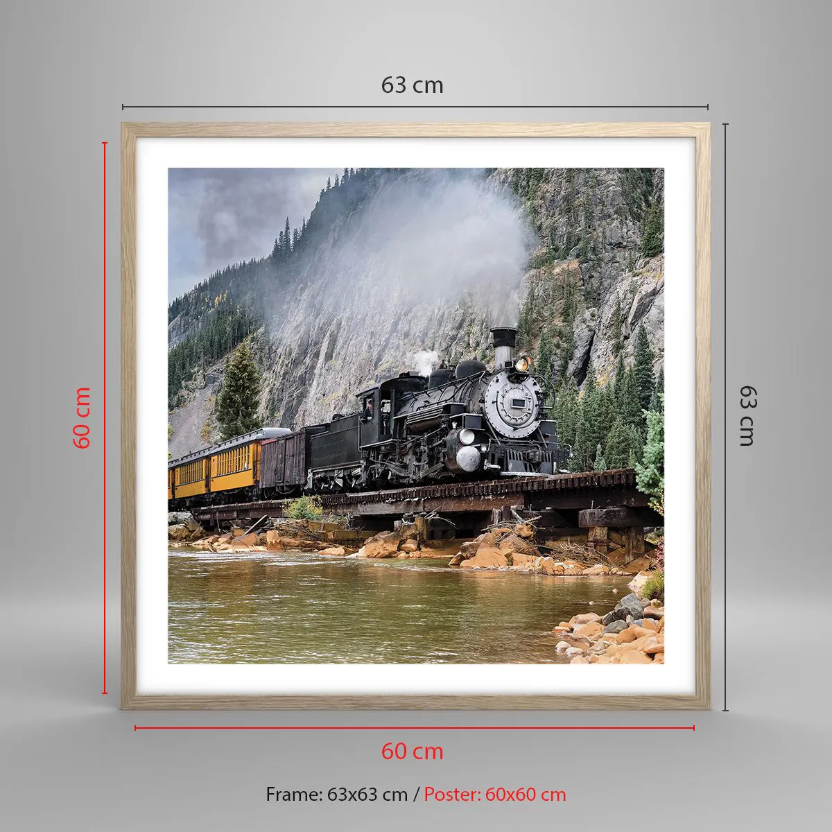 Poster in einem Rahmen aus heller Eiche - Wo willst du hin? Wohin? - 60x60 cm