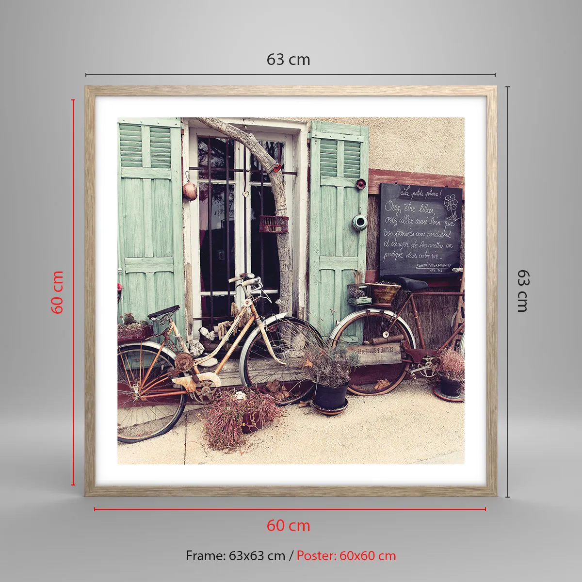 Poszter világos tölgy keretben - Éljen a tartomány - 60x60 cm