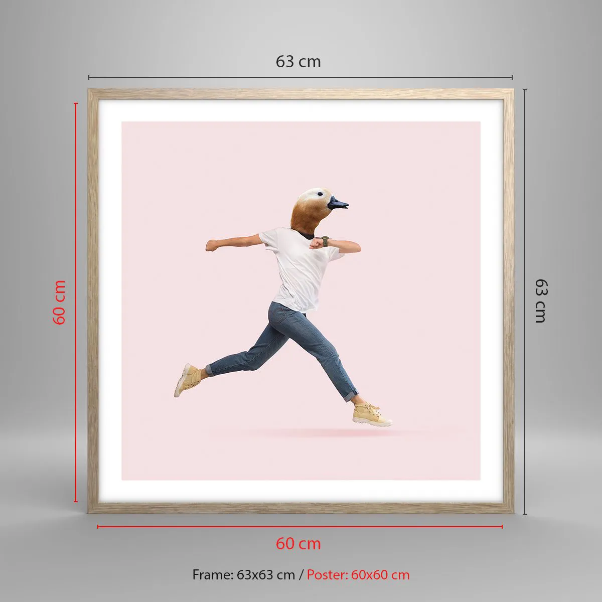 Een poster in een licht eiken lijst - Een snufje absurditeit - 60x60 cm