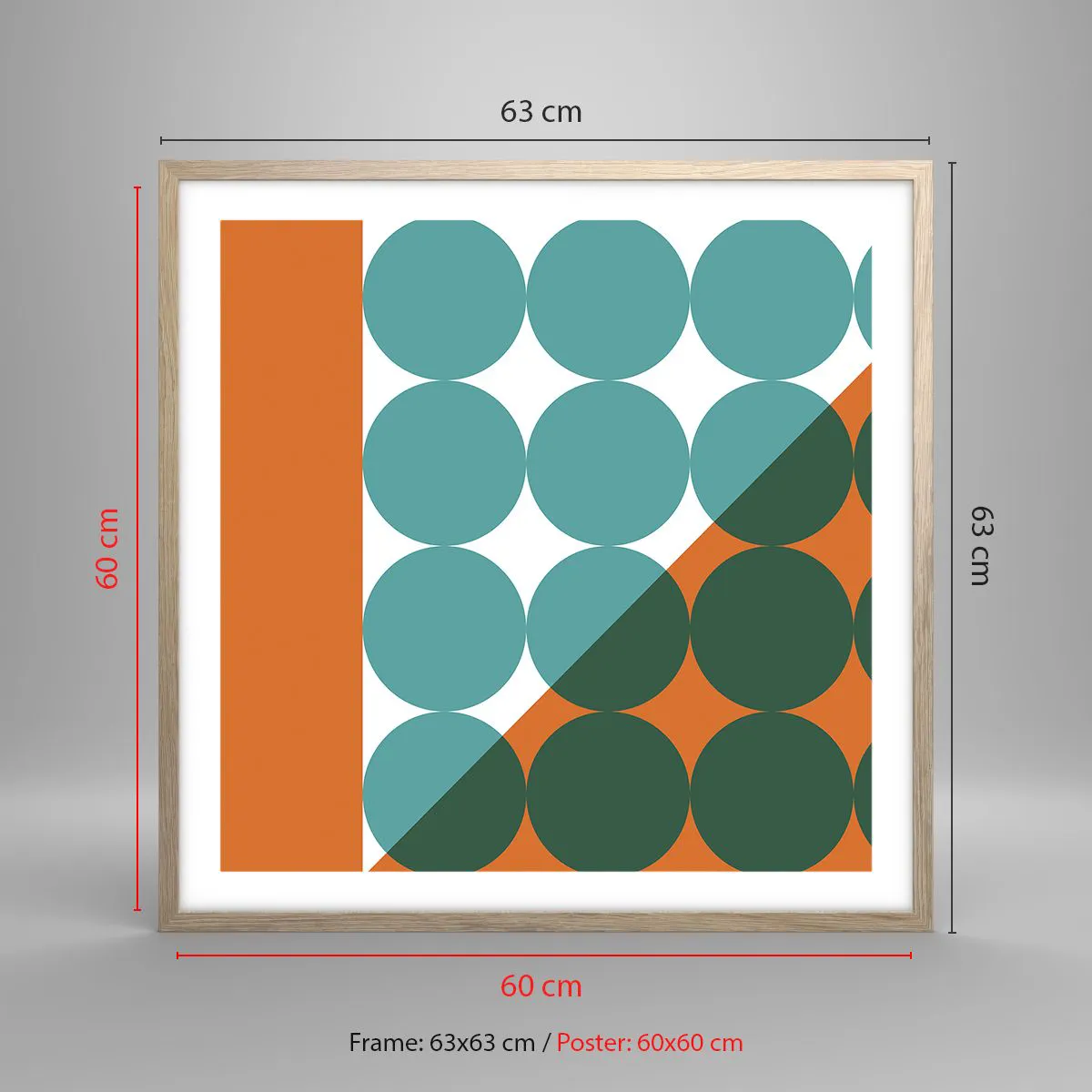 Plakat i ramme af lyst egetræ - Op og over - 60x60 cm