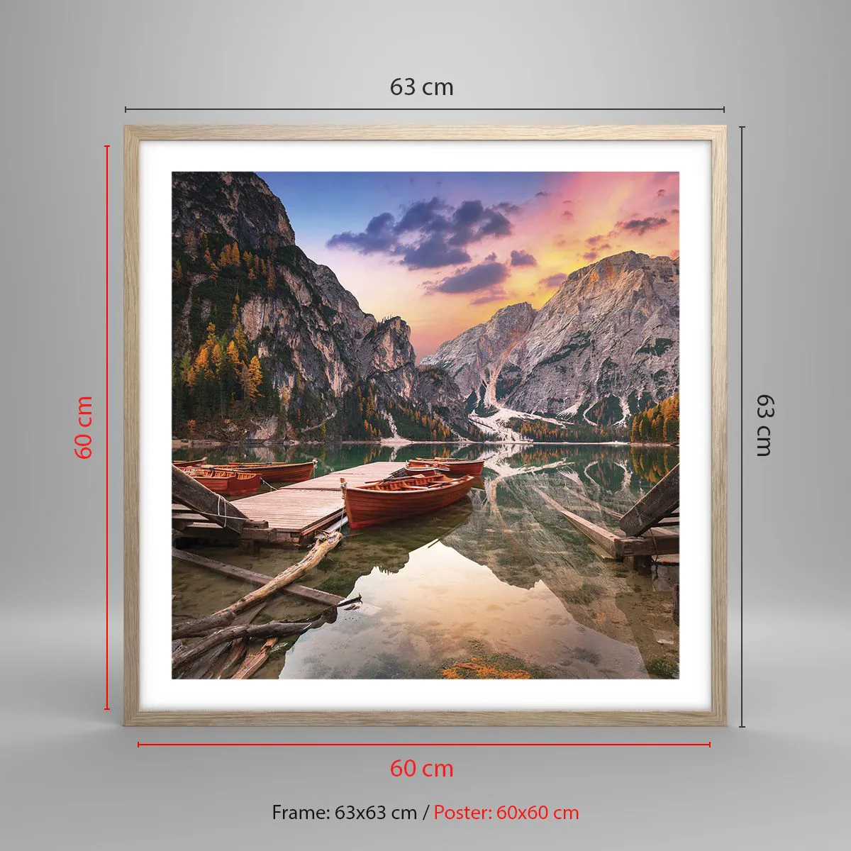 Poster in light oak frame - Promise of a Day - 60x60 cm