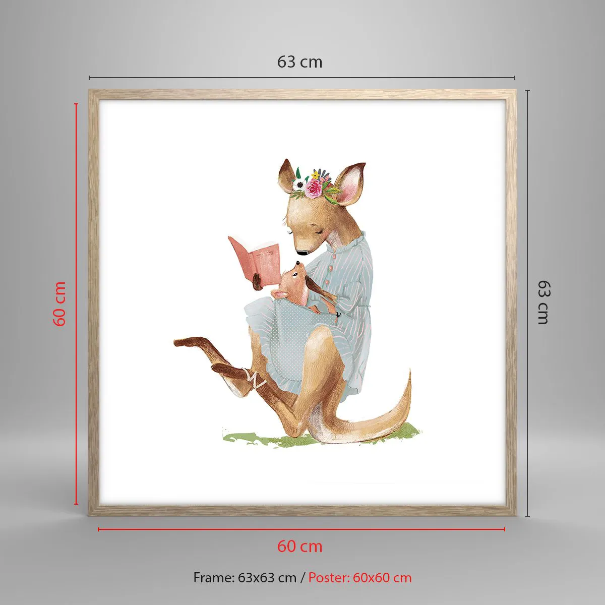 Pôster com moldura de carvalho claro - Leia para mim, mamãe - 60x60 cm