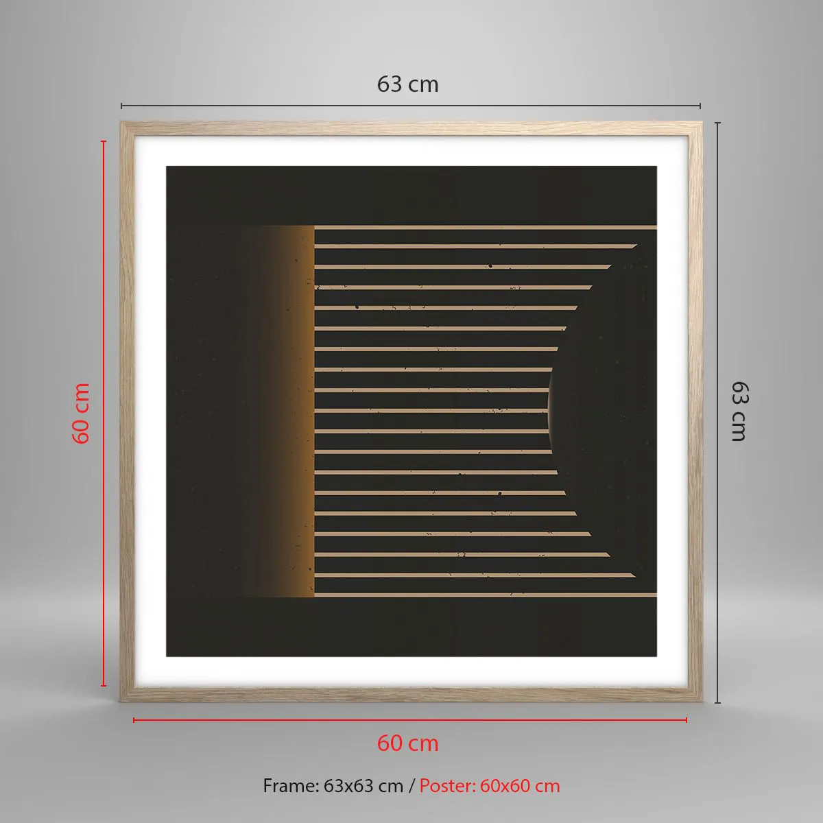 Poster în ramă de stejar deschis - Explorați întunericul - 60x60 cm