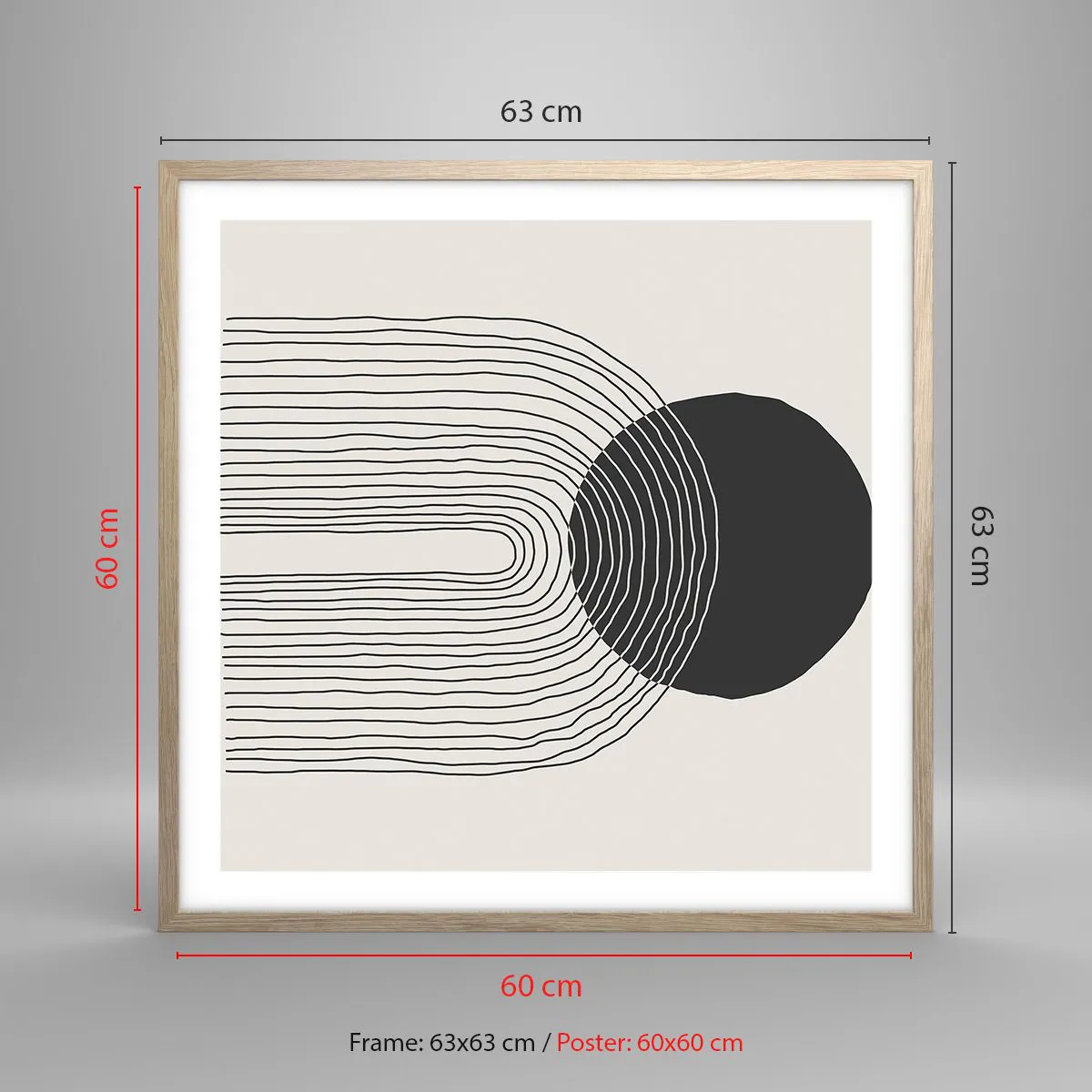 Póster en marco roble claro - Temblor y certeza - 60x60 cm