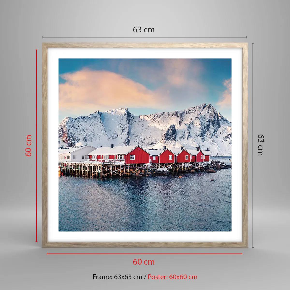 Poster in einem Rahmen aus heller Eiche - Nördlicher Rückzug - 60x60 cm