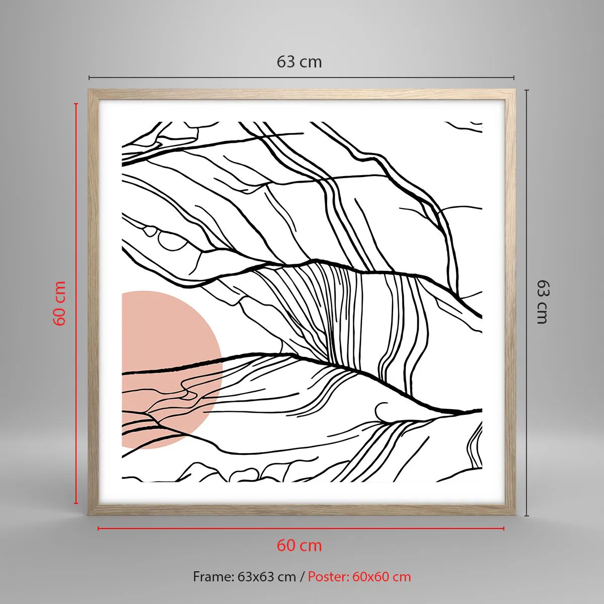 Poster in einem Rahmen aus heller Eiche - In einem Netz aus Zweigen - 60x60 cm