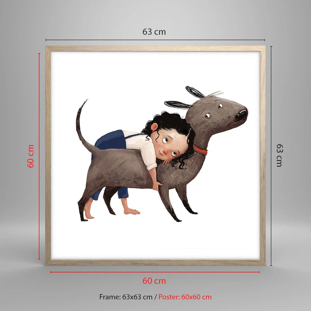 Poster in light oak frame - Best Friends - 60x60 cm