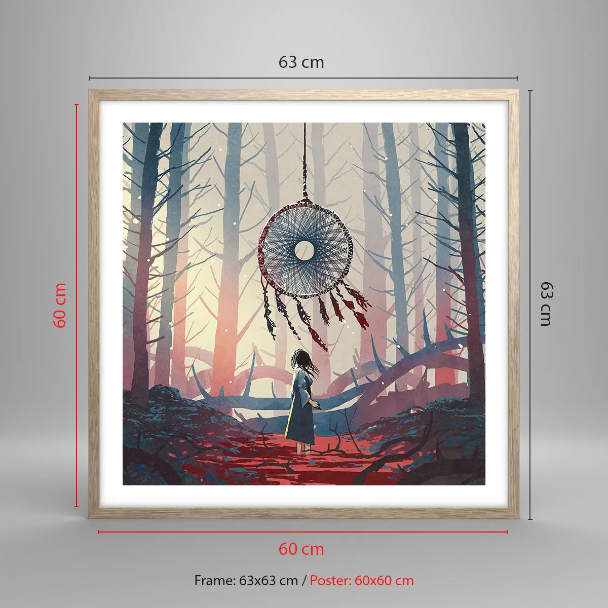 Pôster com moldura de carvalho claro - O ritual secreto da felicidade - 60x60 cm
