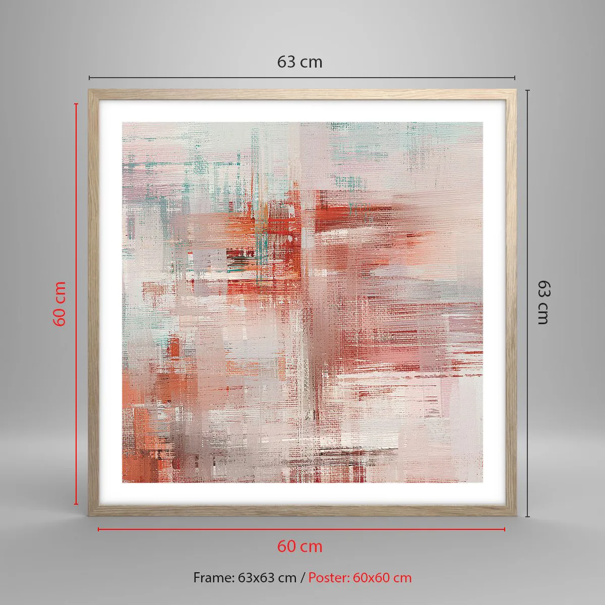 Pôster com moldura de carvalho claro - Nebuloso. Mas rosa - 60x60 cm