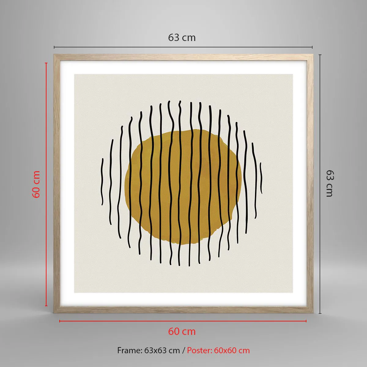 Pôster com moldura de carvalho claro - Abstração a tremer com o calor - 60x60 cm