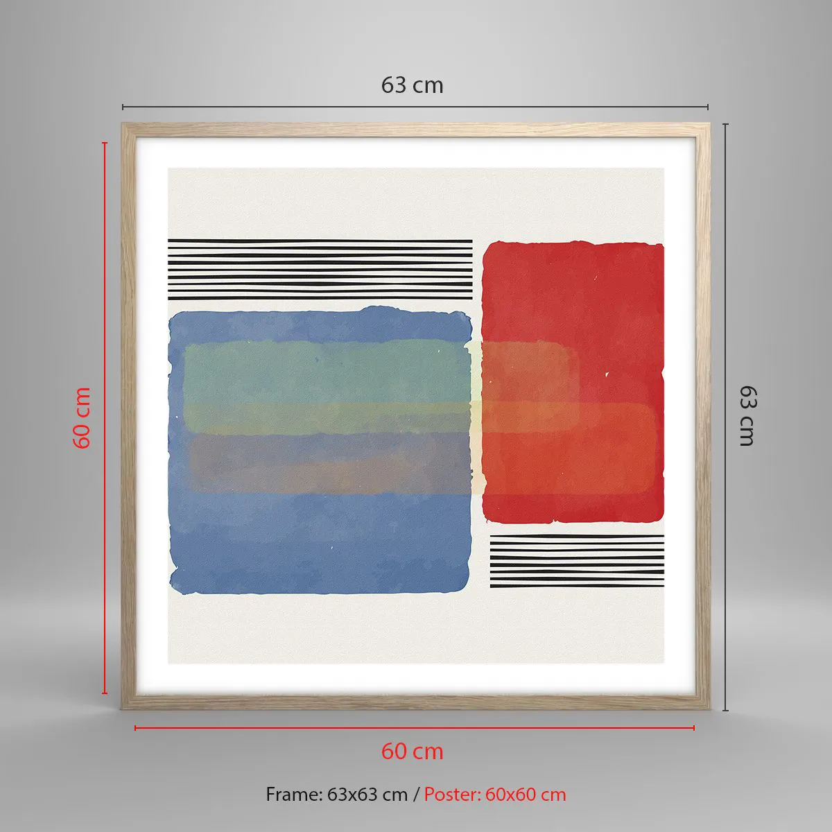 Plagát v ráme zo svetlého duba - Duch a písmeno geometrie - 60x60 cm