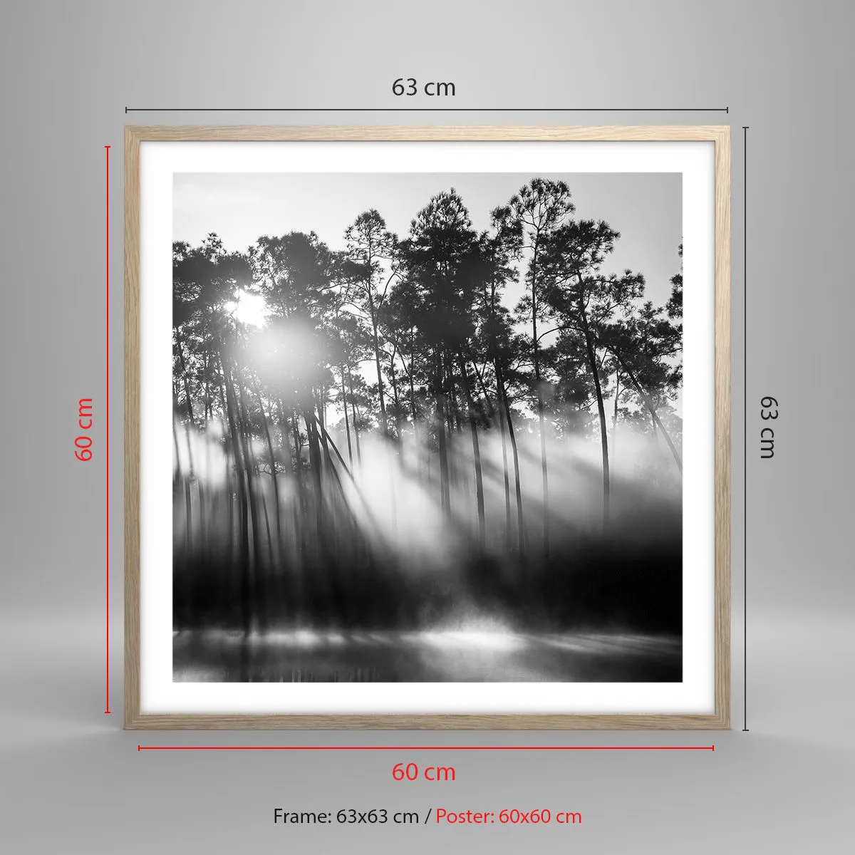 Plakát v rámu světlý dub - Nezastavitelné slunce - 60x60 cm