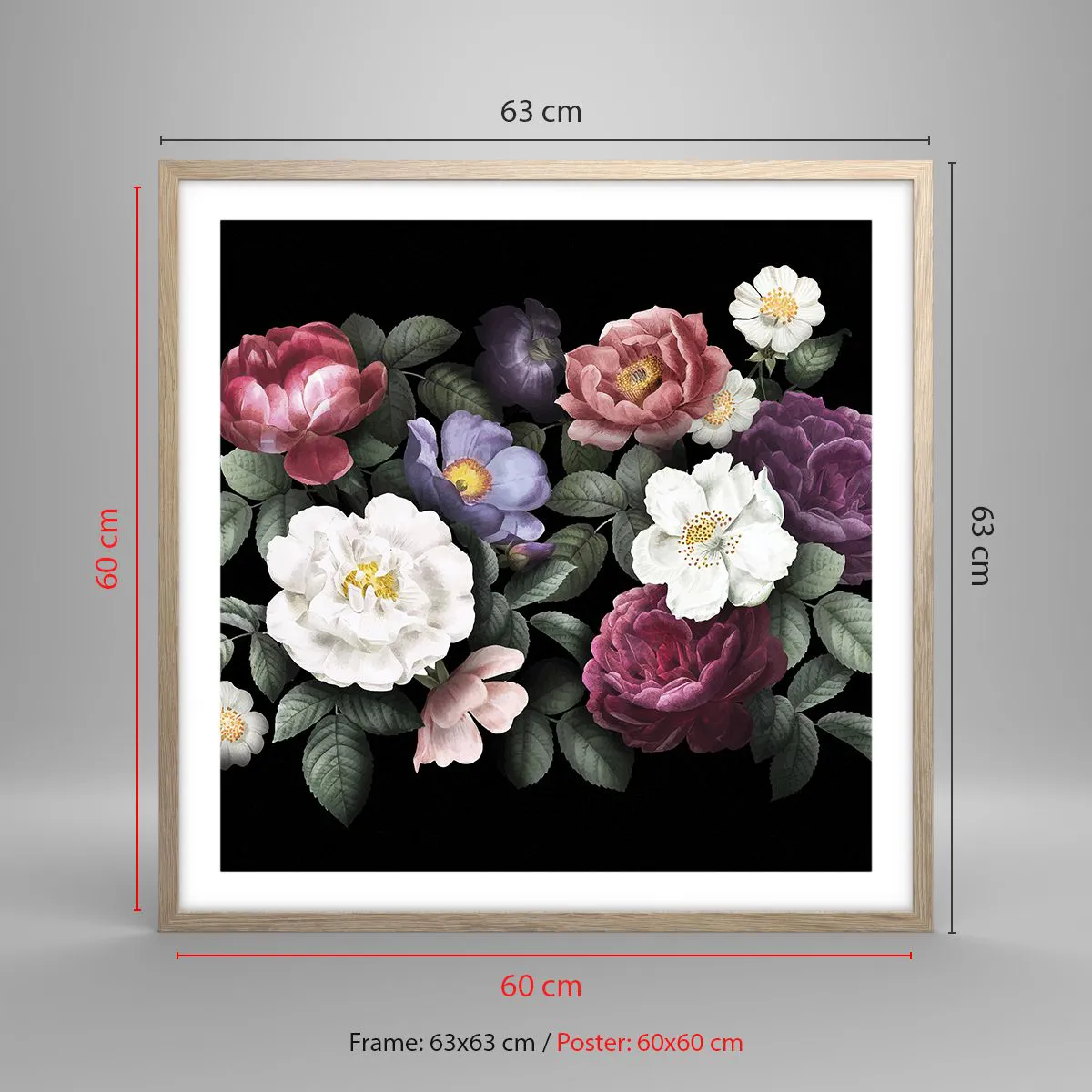 Plakát v rámu světlý dub - Z anglické zahrady - 60x60 cm