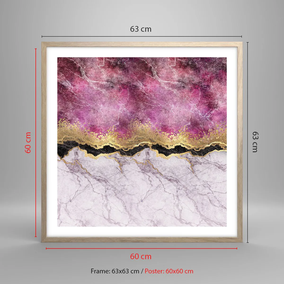 Póster en marco roble claro - En la frontera - 60x60 cm