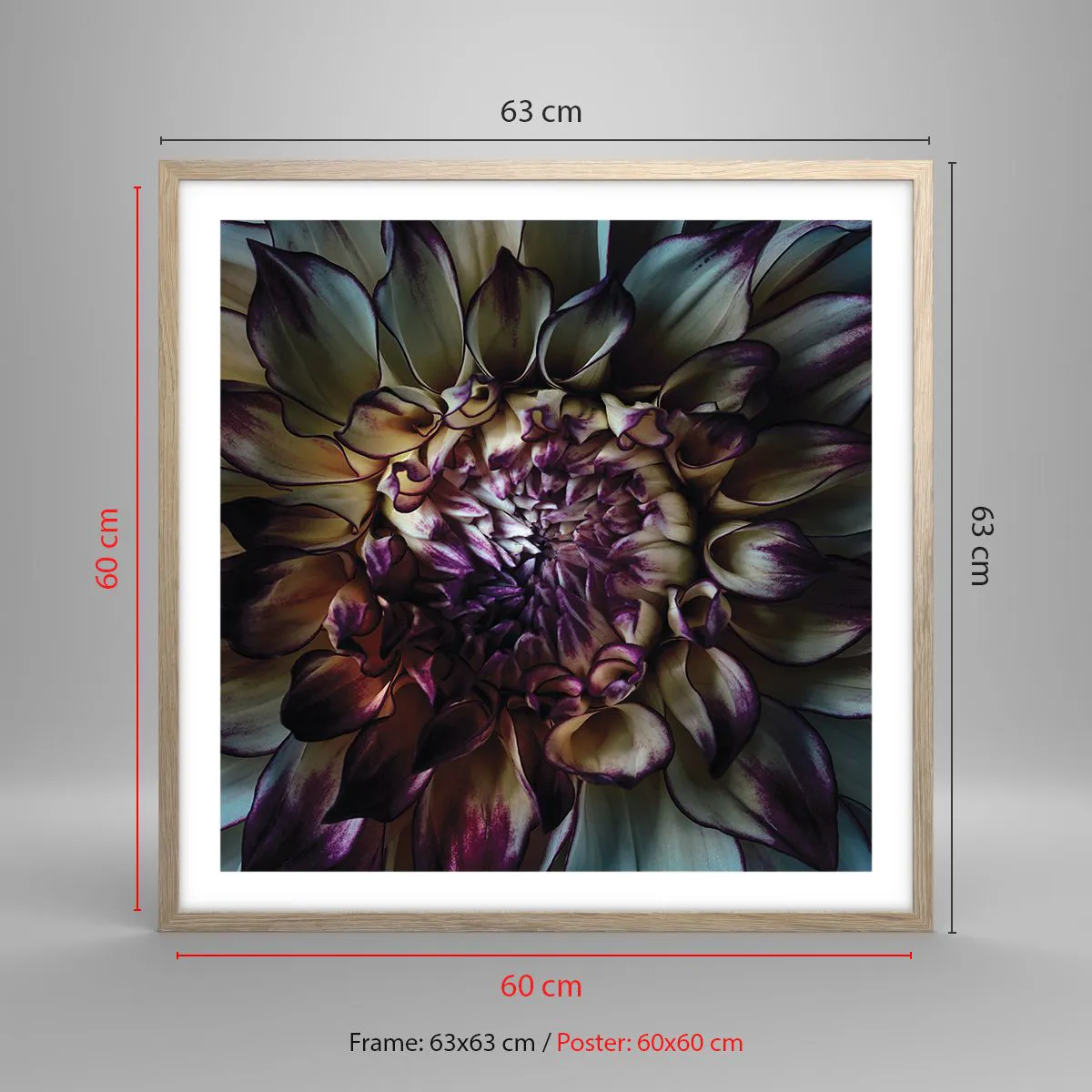 Pôster com moldura de carvalho claro - O florescimento da juventude - 60x60 cm