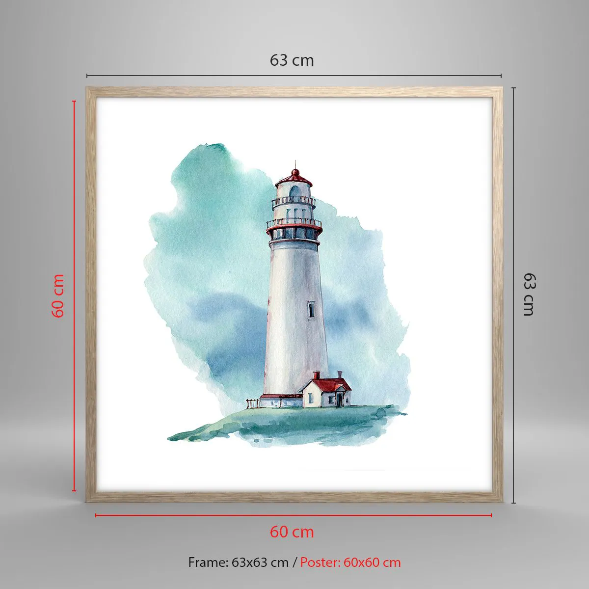 Pôster com moldura de carvalho claro - A gentil irmã do azul - 60x60 cm