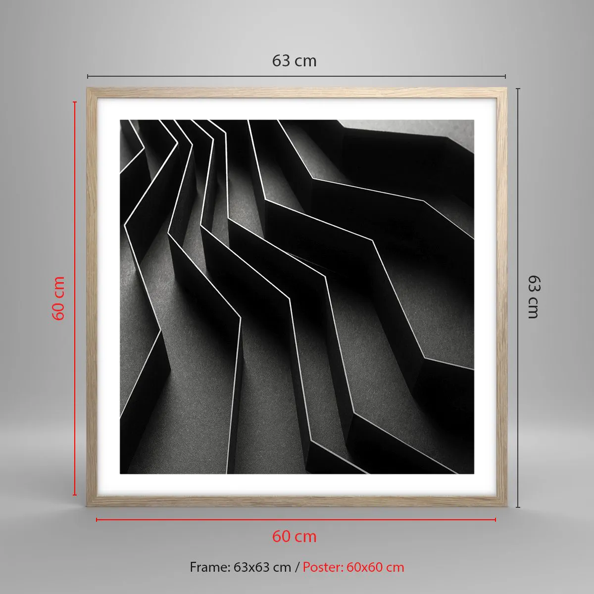Affiche dans un chêne clair - Poster - Ordre spatial - 60x60 cm