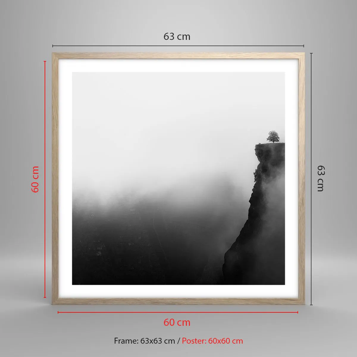 Plagát v ráme zo svetlého duba - Na okraji sveta - 60x60 cm