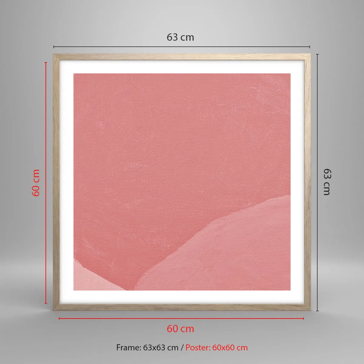 Póster en marco roble claro - Composición orgánica en rosa - 60x60 cm