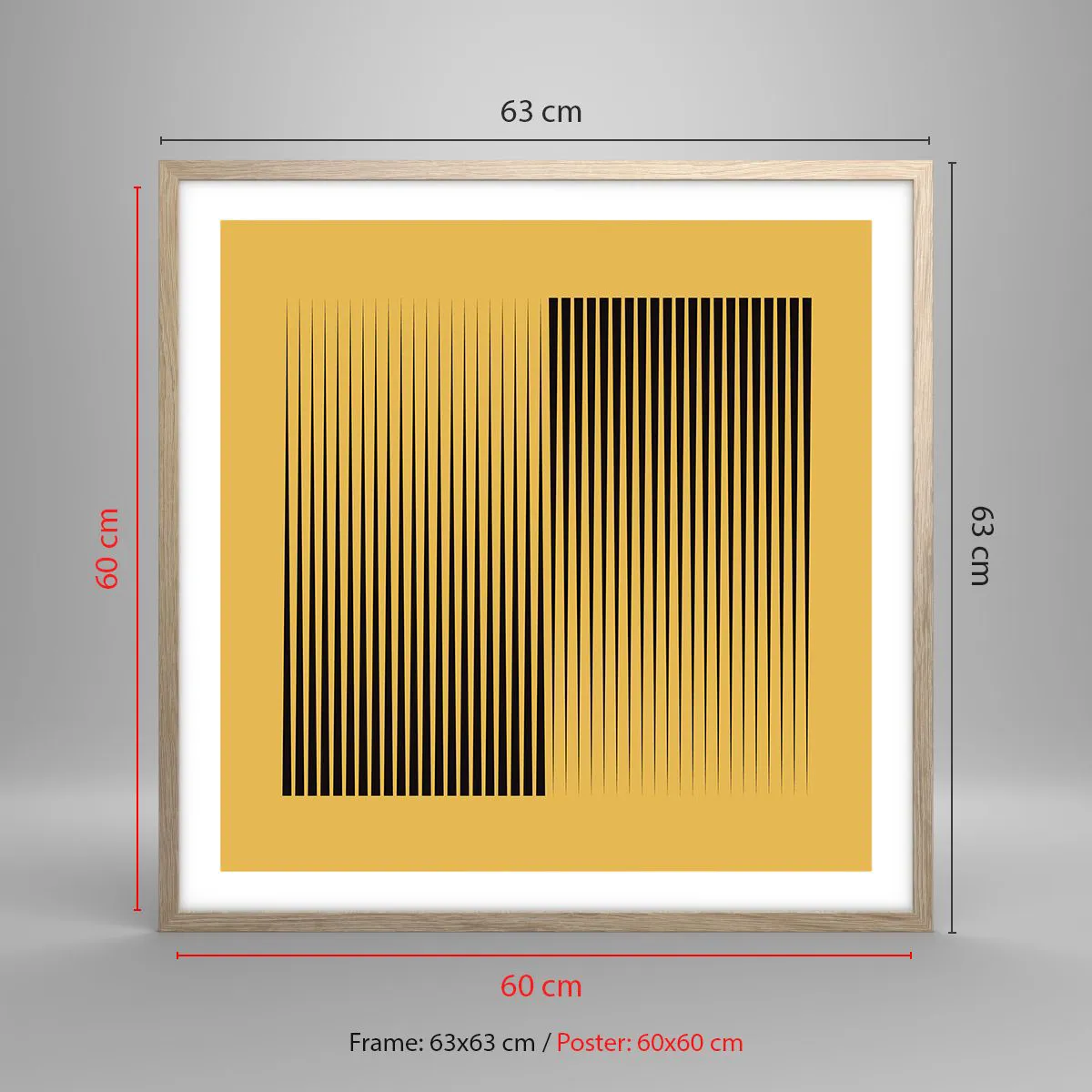 Plakát v rámu světlý dub - Čtverec protikladů - 60x60 cm