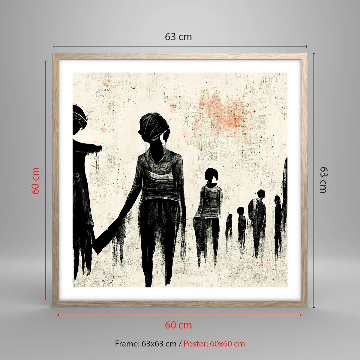 Affiche dans un chêne clair - Poster - Contre la solitude - 60x60 cm