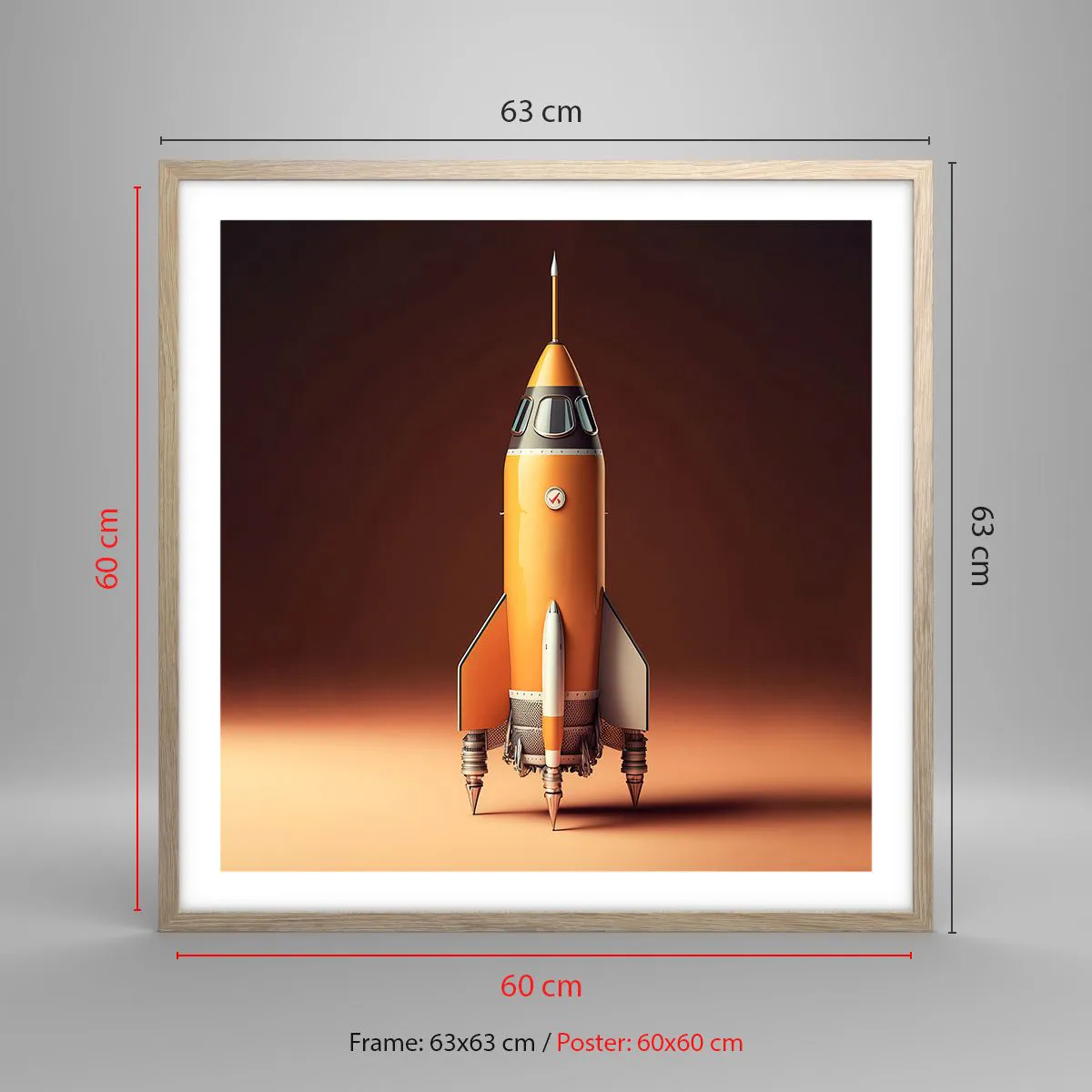 Affiche dans un chêne clair - Poster - Ça commence par un rêve - 60x60 cm