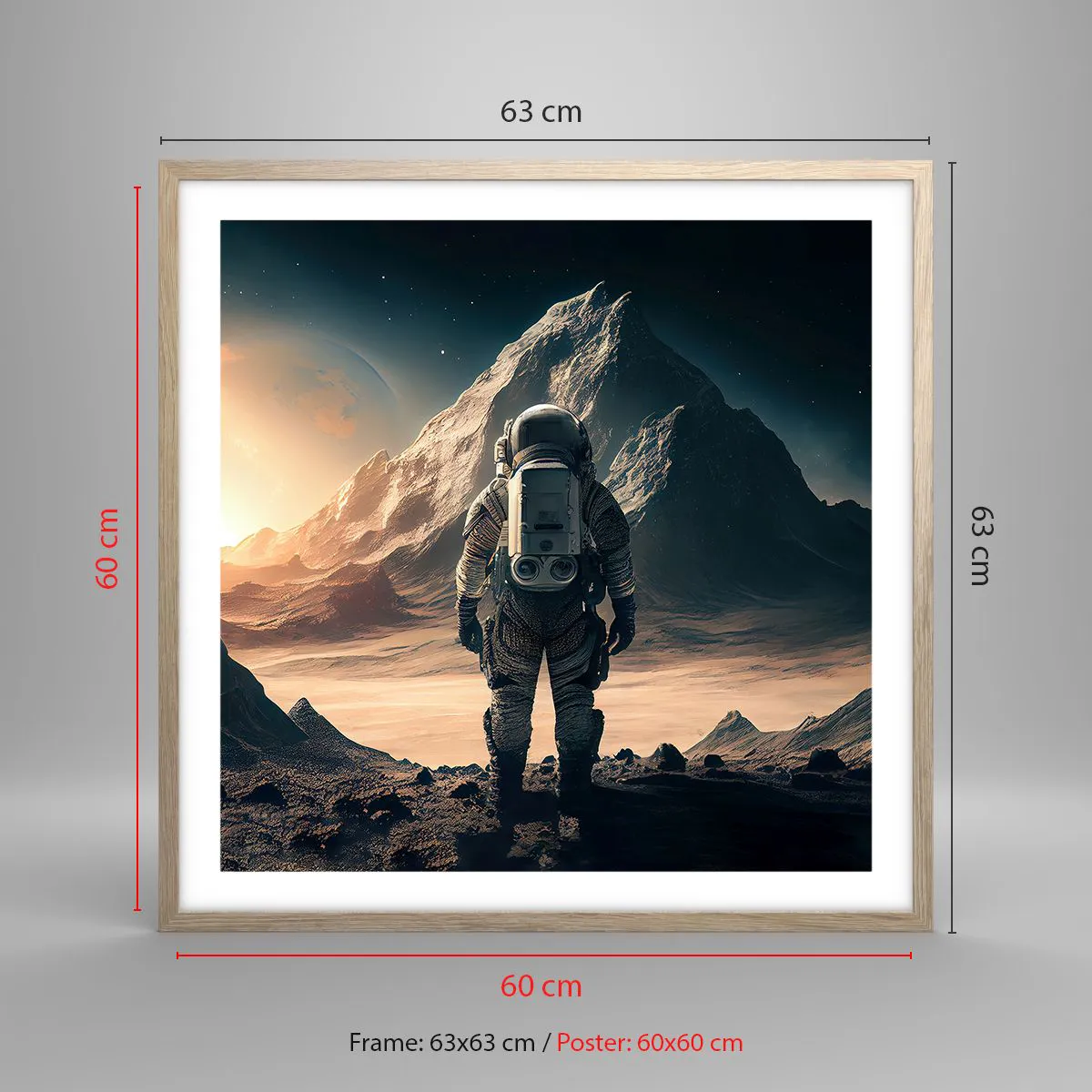 Poster in light oak frame - New Challenge - 60x60 cm