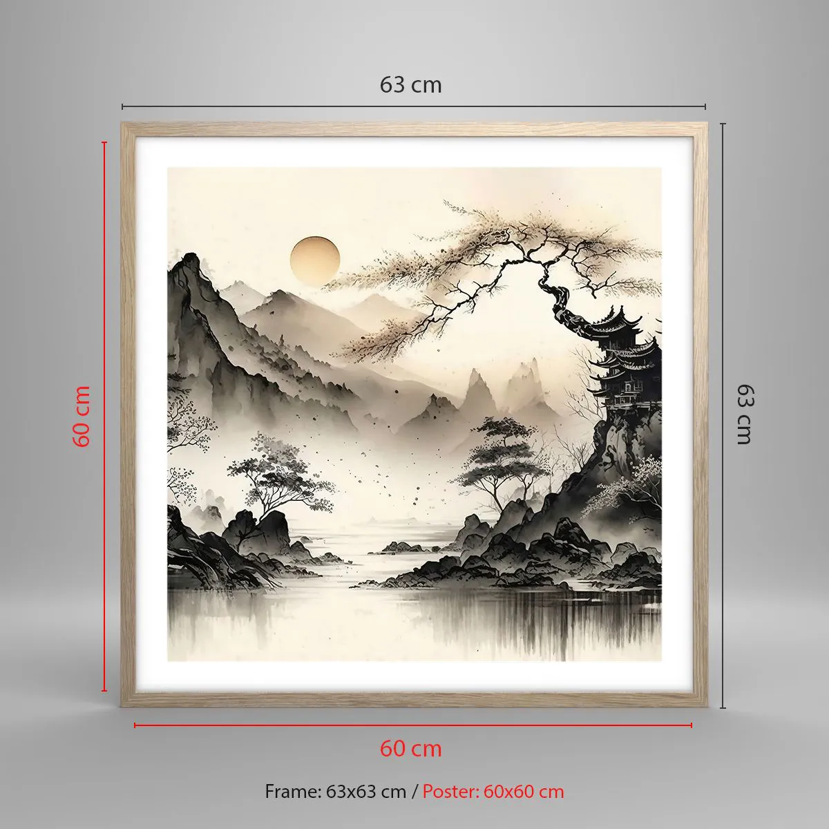 Pôster com moldura de carvalho claro - O charme único do Oriente - 60x60 cm