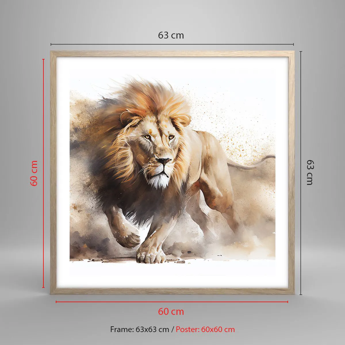 Poszter világos tölgy keretben - A király elindult - 60x60 cm