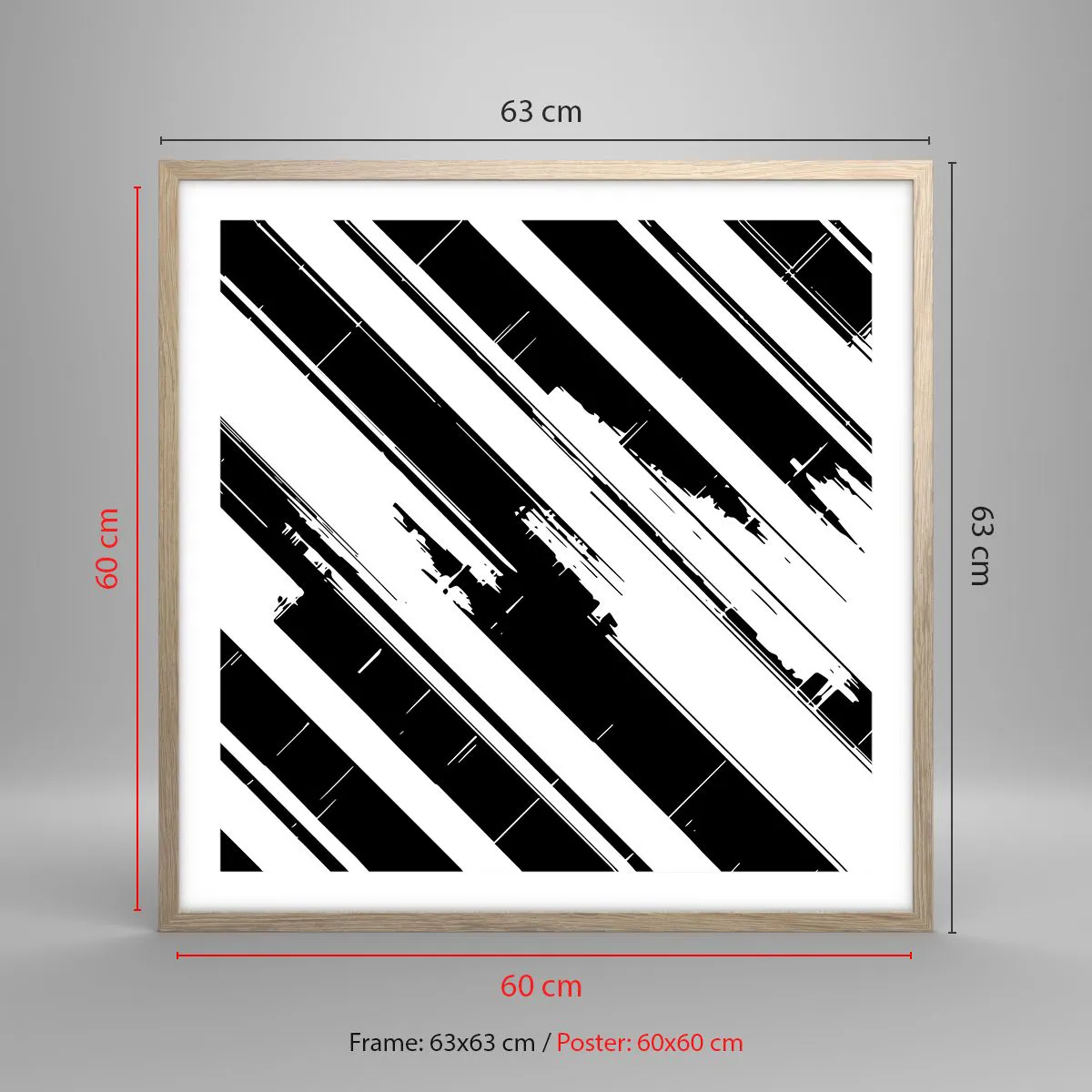Een poster in een licht eiken lijst - Een intense en dynamische compositie - 60x60 cm