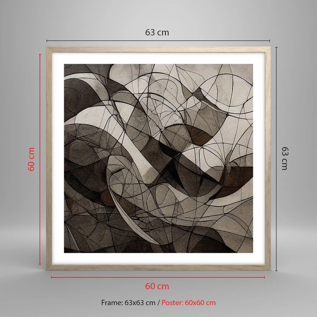 Plagát v ráme zo svetlého duba - Obeh farieb Zeme - 60x60 cm